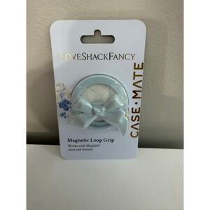 LoveShackFancy Magnetic Loop Grip OS Blue Bow MagSafe Phone Accessory NWT